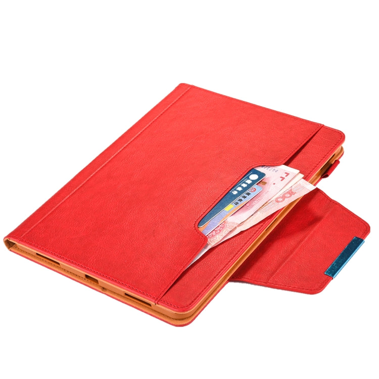 For iPad Pro 11 (2020) & (2018) Big Metal Button Business Tablet PC Protective Leather Case with Bracket & Card Slot & Photo Holder & Wallet(Red) - iPad Pro 11 (2018) Cases by buy2fix | Online Shopping UK | buy2fix