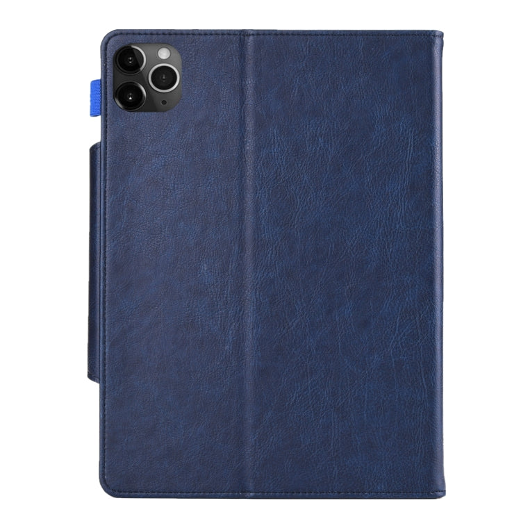 For iPad Pro 11 (2020) & (2018) Big Metal Button Business Tablet PC Protective Leather Case with Bracket & Card Slot & Photo Holder & Wallet(Blue) - iPad Pro 11 (2018) Cases by buy2fix | Online Shopping UK | buy2fix