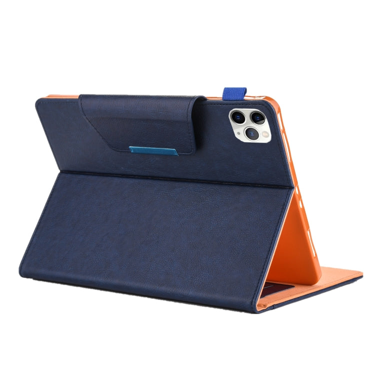 For iPad Pro 11 (2020) & (2018) Big Metal Button Business Tablet PC Protective Leather Case with Bracket & Card Slot & Photo Holder & Wallet(Blue) - iPad Pro 11 (2018) Cases by buy2fix | Online Shopping UK | buy2fix
