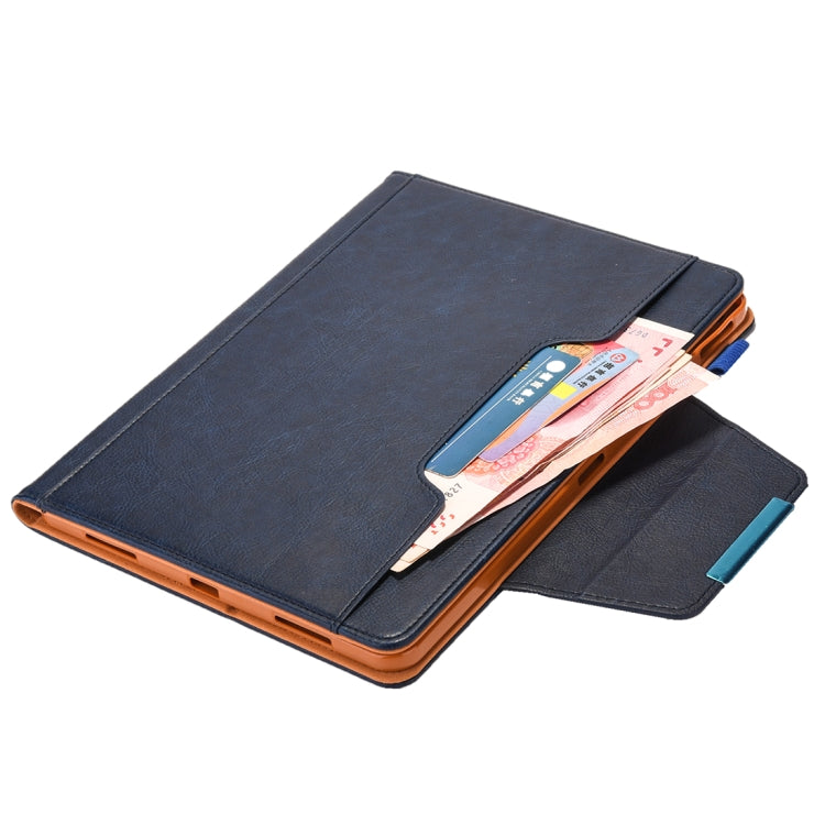 For iPad Pro 11 (2020) & (2018) Big Metal Button Business Tablet PC Protective Leather Case with Bracket & Card Slot & Photo Holder & Wallet(Blue) - iPad Pro 11 (2018) Cases by buy2fix | Online Shopping UK | buy2fix