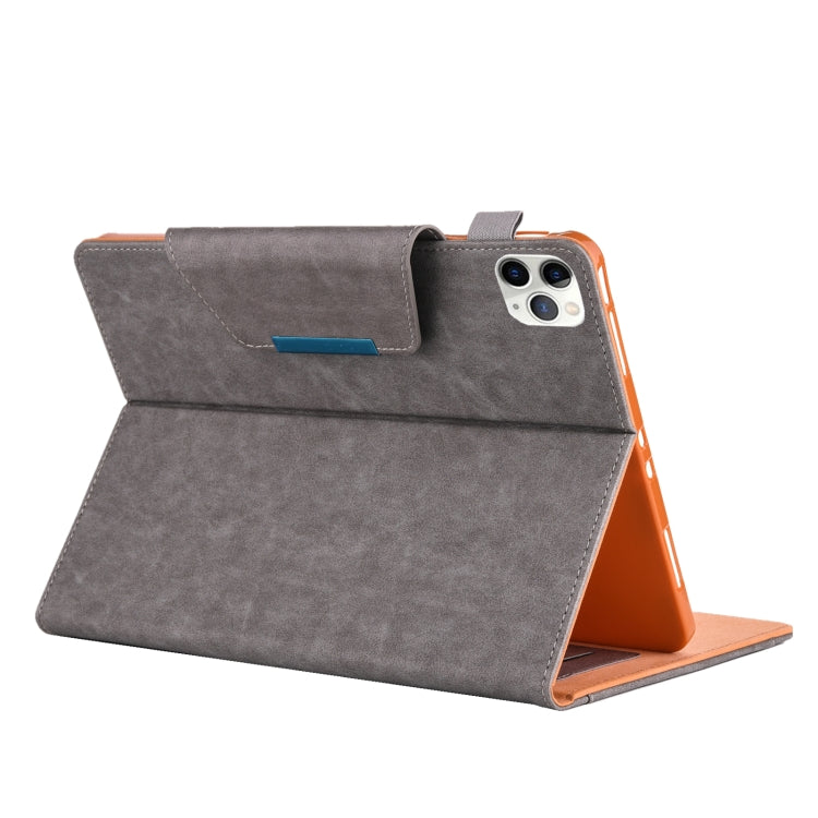 For iPad Pro 11 (2020) & (2018) Big Metal Button Business Tablet PC Protective Leather Case with Bracket & Card Slot & Photo Holder & Wallet(Gray) - iPad Pro 11 (2018) Cases by buy2fix | Online Shopping UK | buy2fix