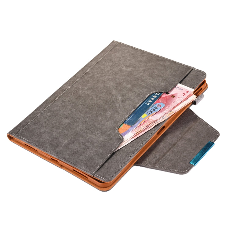 For iPad Pro 11 (2020) & (2018) Big Metal Button Business Tablet PC Protective Leather Case with Bracket & Card Slot & Photo Holder & Wallet(Gray) - iPad Pro 11 (2018) Cases by buy2fix | Online Shopping UK | buy2fix