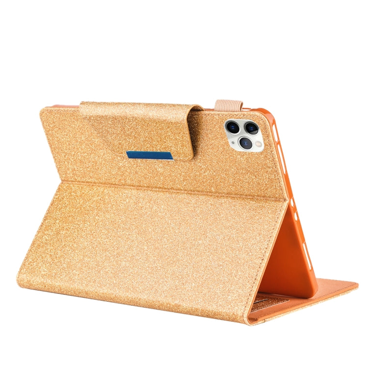 For iPad Pro 11 (2020) & (2018) Big Metal Button Business Tablet PC Protective Leather Case with Bracket & Card Slot & Photo Holder & Wallet(Gold) - iPad Pro 11 (2018) Cases by buy2fix | Online Shopping UK | buy2fix