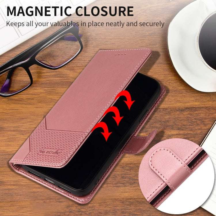 For Huawei P Smart 2021 GQUTROBE Skin Feel Magnetic Leather Phone Case(Rose Gold) - Huawei Cases by GQUTROBE | Online Shopping UK | buy2fix