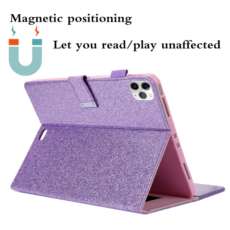 For iPad Pro 11 (2020) & (2018) Small Metal Button Magnetic Attraction Tablet PC Protective Leather Case with Deformable Bracket & Handle & Card Slots & Pen Slot & Sleep / Wake-up Function(Purple) - iPad Pro 11 (2018) Cases by buy2fix | Online Shopping UK | buy2fix