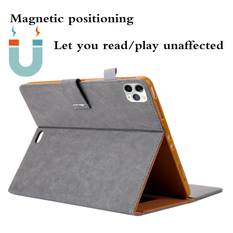 For iPad Pro 11 (2020) & (2018) Small Metal Button Magnetic Attraction Tablet PC Protective Leather Case with Deformable Bracket & Handle & Card Slots & Pen Slot & Sleep / Wake-up Function(Gray) - iPad Pro 11 (2018) Cases by buy2fix | Online Shopping UK | buy2fix