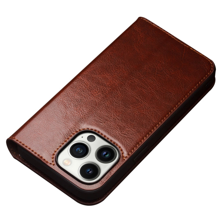 For iPhone 14 Pro QIALINO Horizontal Flip Leather Phone Case(Brown) by QIALINO