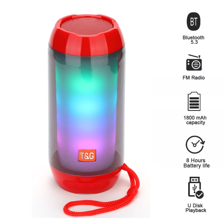 T&G TG643 Portable LED Light Waterproof Subwoofer Wireless Bluetooth Speaker(Light Blue) - Waterproof Speaker by T&G | Online Shopping UK | buy2fix