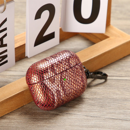 J01 Mesh Snakeskin Headphone Case For AirPods Pro(Red) - For AirPods Pro by buy2fix | Online Shopping UK | buy2fix