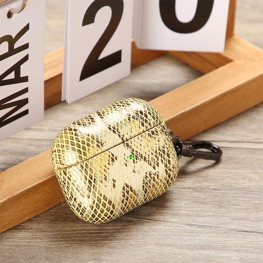 J01 Mesh Snakeskin Headphone Case For AirPods Pro(Gold) - For AirPods Pro by buy2fix | Online Shopping UK | buy2fix