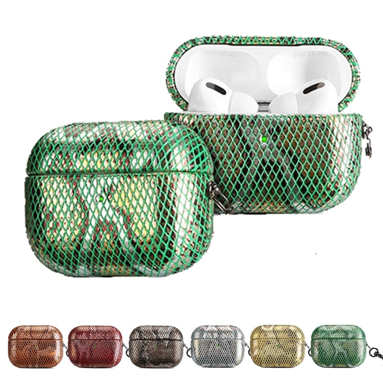 J01 Mesh Snakeskin Headphone Case For AirPods Pro(Orange) - For AirPods Pro by buy2fix | Online Shopping UK | buy2fix