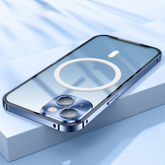 For iPhone 13 MagSafe Frosted Metal Phone Case(Blue) by buy2fix