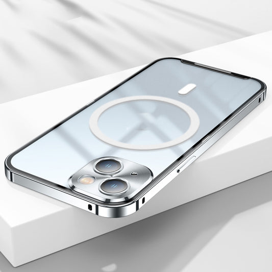 For iPhone 14 MagSafe Frosted Metal Phone Case (Silver) - iPhone 14 Cases by buy2fix | Online Shopping UK | buy2fix
