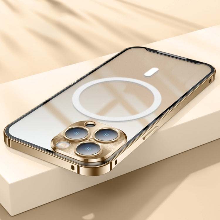 For iPhone 14 Pro MagSafe Frosted Metal Phone Case(Gold) - iPhone 14 Pro Cases by buy2fix | Online Shopping UK | buy2fix