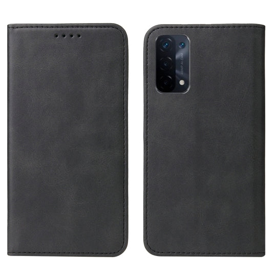 For OPPO A74 5G Magnetic Closure Leather Phone Case(Black) by buy2fix