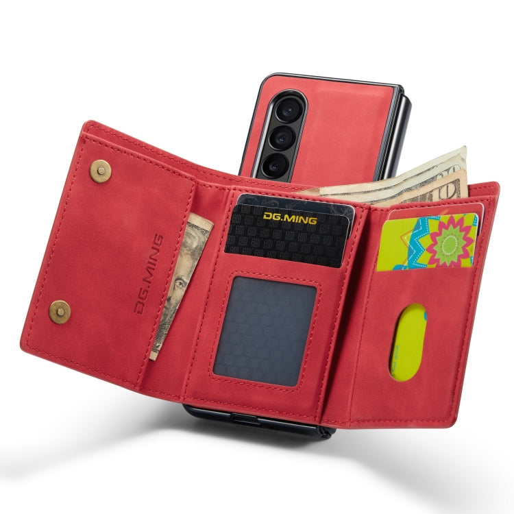 For Samsung Galaxy Z Fold4 DG.MING M1 Series 3-Fold Multi Card Wallet Phone Case(Red) by DG.MING