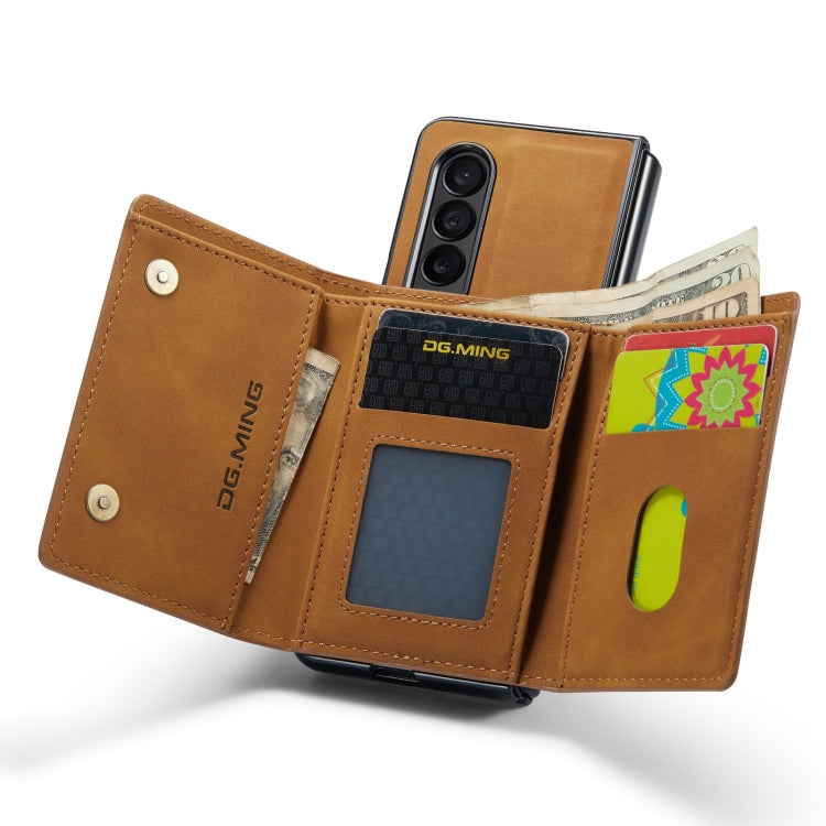 For Samsung Galaxy Z Fold4 DG.MING M1 Series 3-Fold Multi Card Wallet Phone Case(Brown) - Galaxy Z Fold4 5G Cases by DG.MING | Online Shopping UK | buy2fix