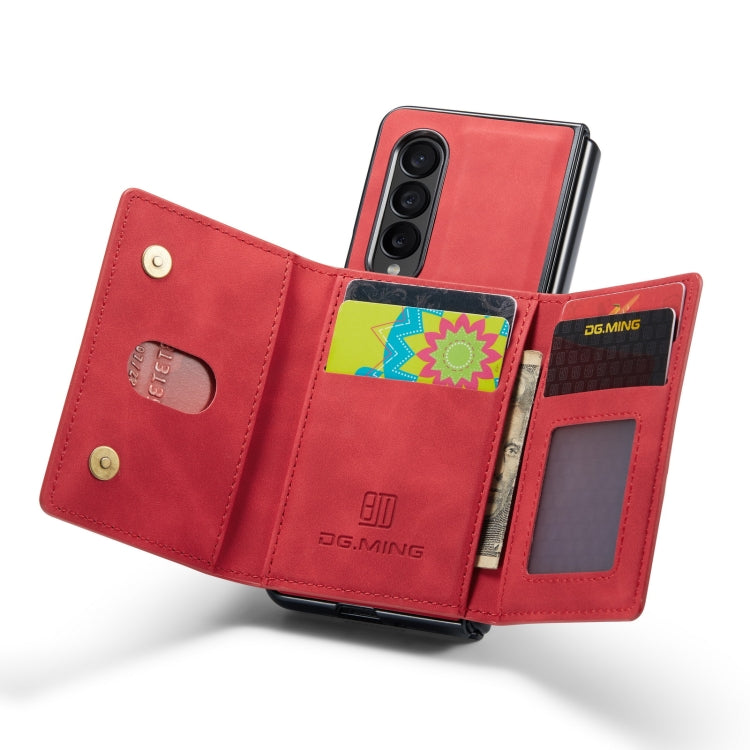 For Samsung Galaxy Z Fold3 5G DG.MING M2 Series 3-Fold Multi Card Bag Phone Case(Red) by DG.MING