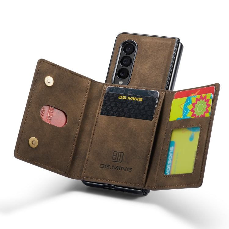 For Samsung Galaxy Z Fold3 5G DG.MING M2 Series 3-Fold Multi Card Bag Phone Case(Coffee) by DG.MING