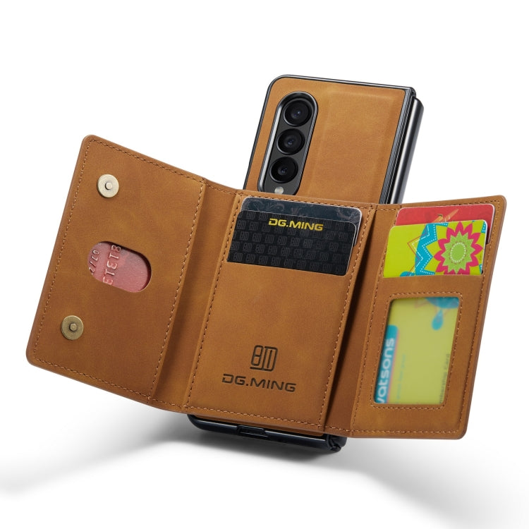 For Samsung Galaxy Z Fold4 DG.MING M2 Series 3-Fold Multi Card Bag Phone Case(Brown) by DG.MING