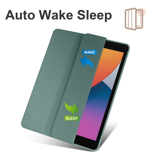 For iPad 10.2 2021/2020/2019 Acrylic 3-folding Smart Leather Tablet Case(Dark Green) - iPad 10.2 Cases by buy2fix | Online Shopping UK | buy2fix