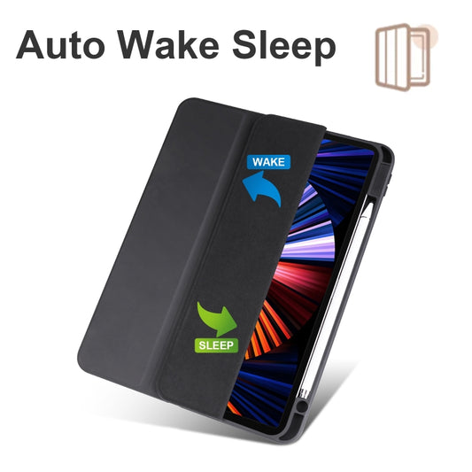 For iPad Air 13 2024 / Pro 12.9 2022 / 2021 / 2020 / 2018 Acrylic 3-folding Smart Leather Tablet Case(Black) by buy2fix