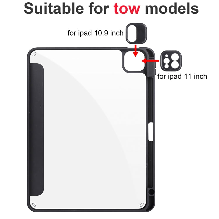 For iPad Air 13 2024 / Pro 12.9 2022 / 2021 / 2020 / 2018 Acrylic 3-folding Smart Leather Tablet Case(Black) by buy2fix