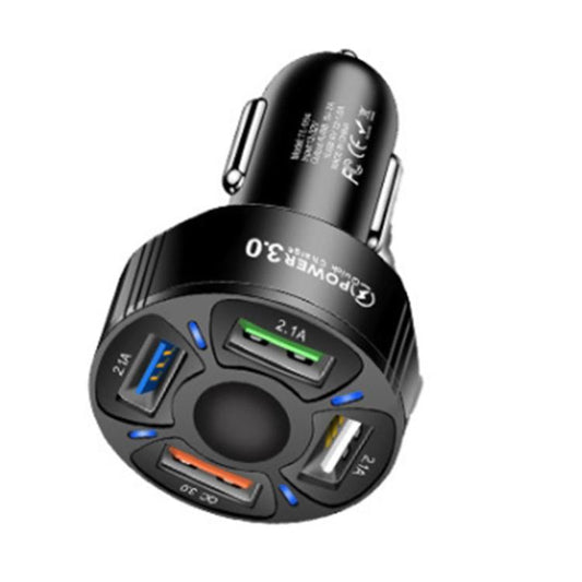 TE-094 4 in 1 Cigarette Lighter Conversion Plug Multi-function USB Car Fast Charger(Black) - Car Charger by buy2fix | Online Shopping UK | buy2fix