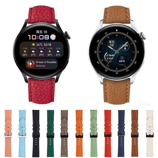 22mm For Samsung Galaxy Watch5 40mm / 44mm Litchi Texture Leather Watch Band(Pink) by buy2fix