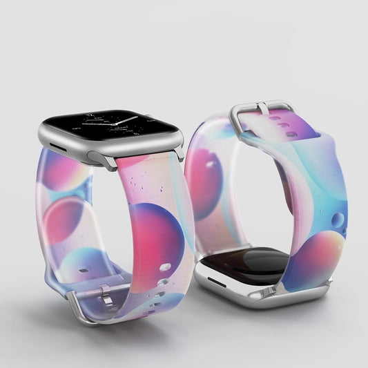 Frosted Translucent Silicone Watch Band For Apple Watch Ultra 49mm&Watch Ultra 2 49mm / Series 9&8&7 45mm / SE 3&SE 2&6&SE&5&4 44mm / 3&2&1 42mm(Blue-violet Bubbles) by buy2fix