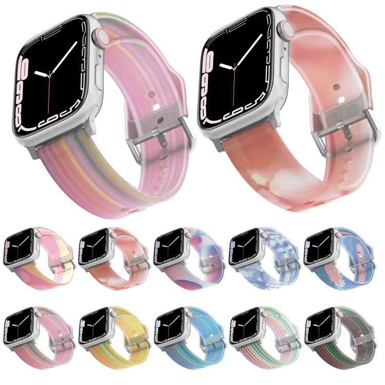 Frosted Translucent Silicone Watch Band For Apple Watch Ultra 49mm&Watch Ultra 2 49mm / Series 9&8&7 45mm / SE 3&SE 2&6&SE&5&4 44mm / 3&2&1 42mm(Blue Pink) by buy2fix