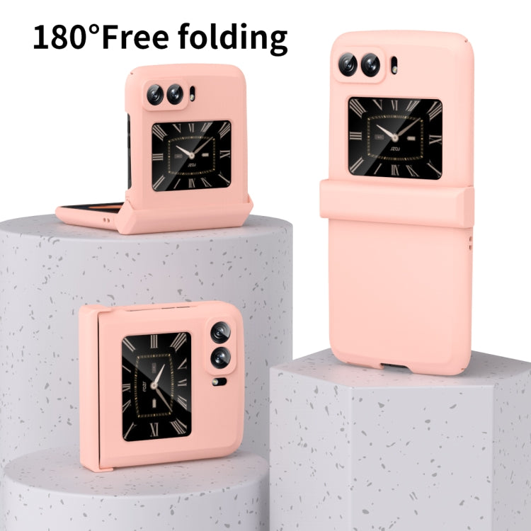 For Motorola Moto Razr 2022 Skin Feel Macaron Three-piece Set Hinge Phone Case(Pink) by buy2fix