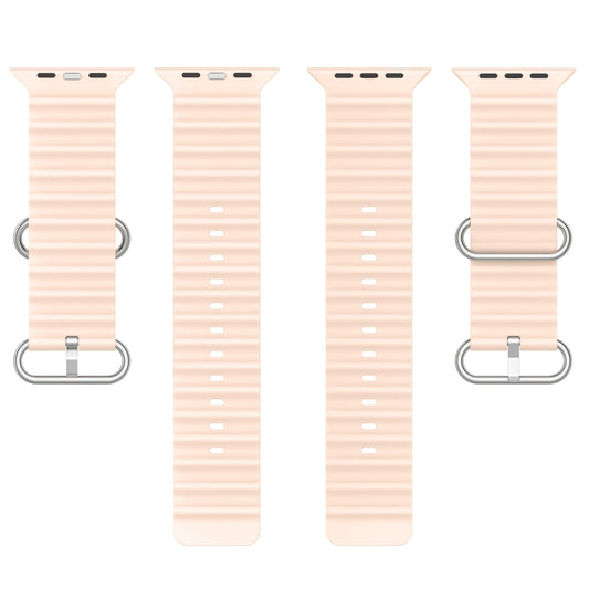 Ocean Silicone Watch Band For Apple Watch Ultra 49mm / Series 8&7 45mm / SE 2&6&SE&5&4 44mm (Light Pink) by buy2fix