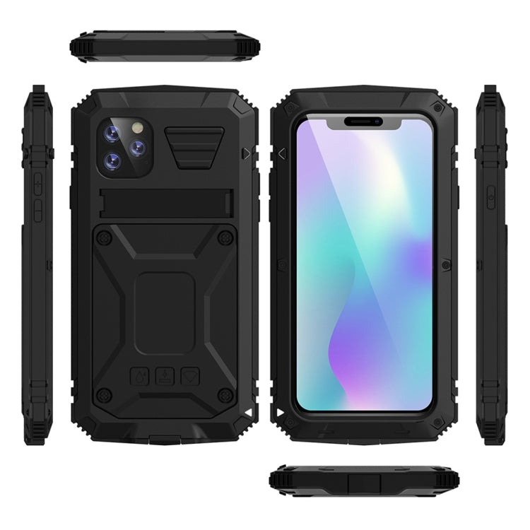 For iPhone 11 Shockproof Waterproof Dust-proof Metal + Silicone Protective Case with Holder(Black) - iPhone 11 Cases by buy2fix | Online Shopping UK | buy2fix