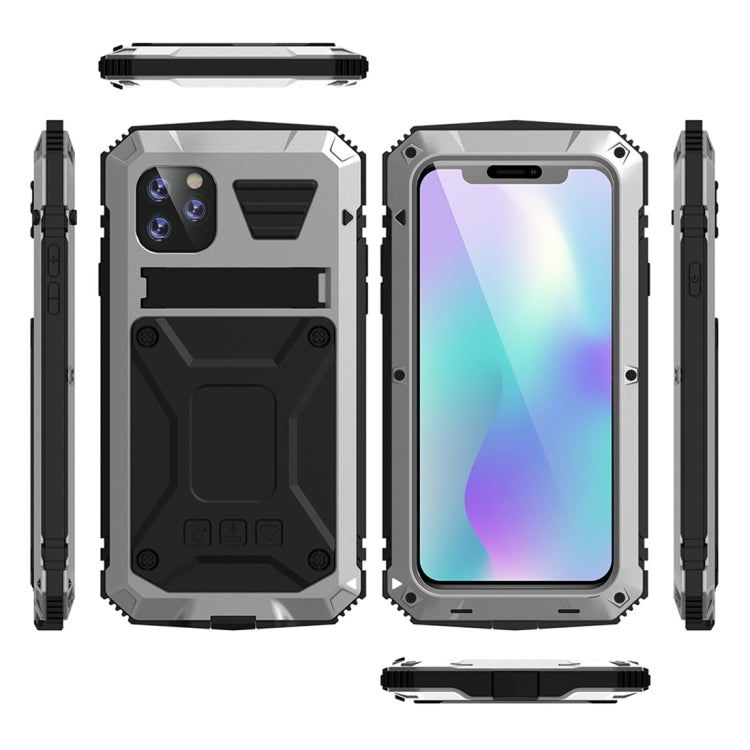 For iPhone 11 Shockproof Waterproof Dust-proof Metal + Silicone Protective Case with Holder(Silver) - iPhone 11 Cases by buy2fix | Online Shopping UK | buy2fix