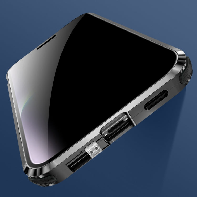 For iPhone 14 Pro Anti-peeping Magnetic Tempered Glass Phone Case(Silver) - iPhone 14 Pro Cases by buy2fix | Online Shopping UK | buy2fix