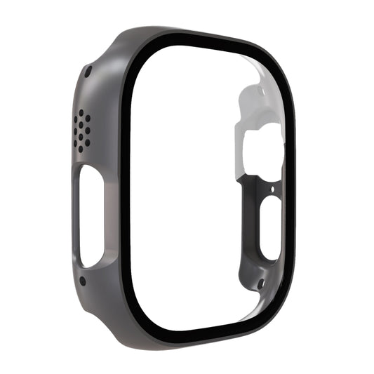 Tempered Glass Film PC Watch Case For Apple Watch Ultra 1 / 2 / 3 49mm(Grey) by buy2fix