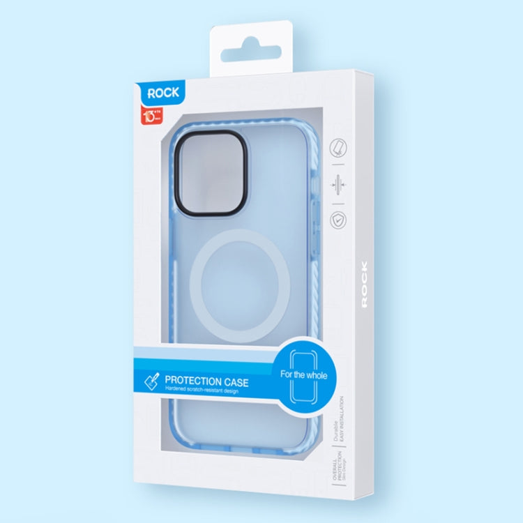 For iPhone 14 ROCK Double-layer Armor Shield MagSafe Magnetic Phone Case (Blue) by ROCK