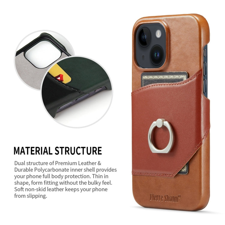 For iPhone 14 Plus Fierre Shann Oil Wax Texture Genuine Leather Back Case (Brown) - iPhone 14 Plus Cases by FIERRE SHANN | Online Shopping UK | buy2fix