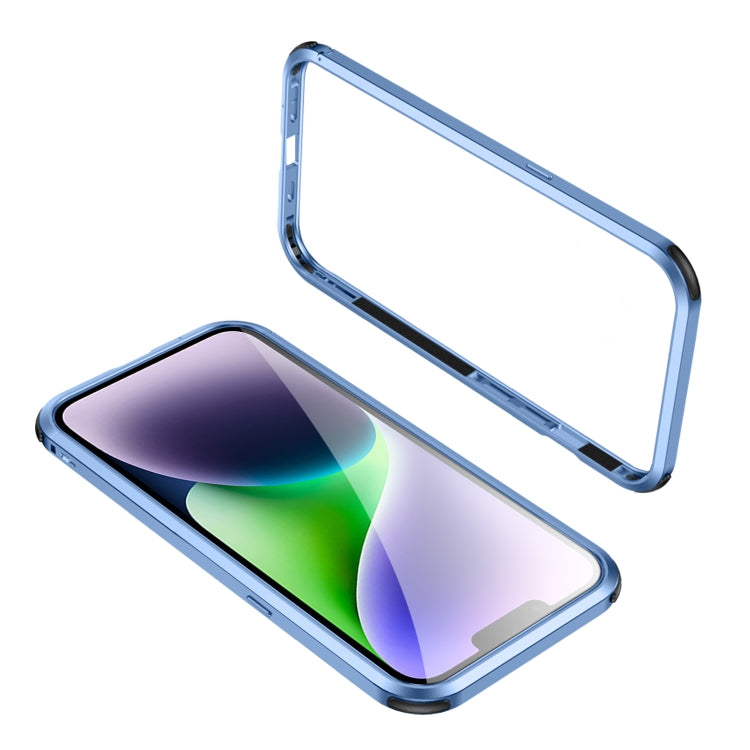 For iPhone 14 Plus Four Corners Shockproof Metal Frame Phone Case (Blue) - iPhone 14 Plus Cases by buy2fix | Online Shopping UK | buy2fix