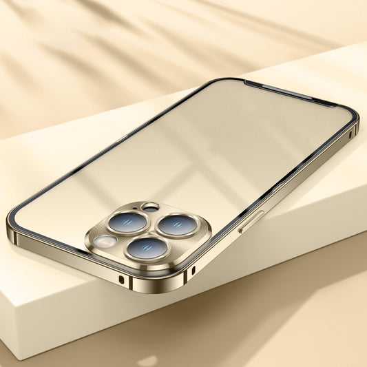 For iPhone 14 Pro Frosted Metal Phone Case(Gold) - iPhone 14 Pro Cases by buy2fix | Online Shopping UK | buy2fix