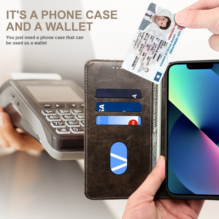 For iPhone 14 Plus Baroque Simple Flip Leather Phone Case (Black) - iPhone 14 Plus Cases by buy2fix | Online Shopping UK | buy2fix