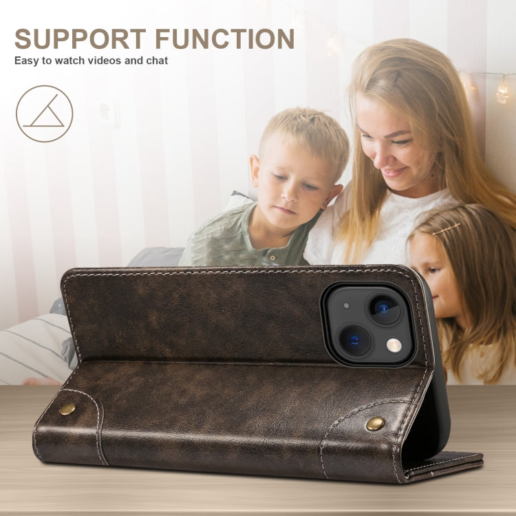 For iPhone 14 Plus Baroque Simple Flip Leather Phone Case (Black) - iPhone 14 Plus Cases by buy2fix | Online Shopping UK | buy2fix
