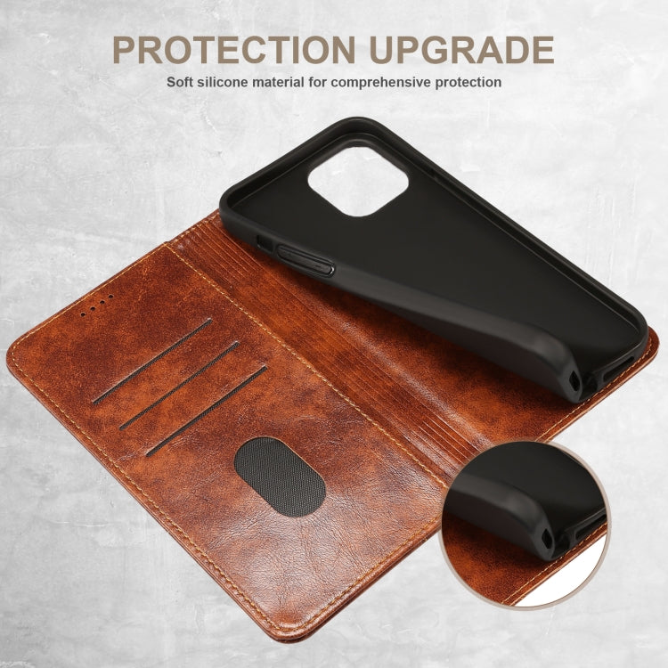 For iPhone 14 Plus Baroque Simple Flip Leather Phone Case (Light Brown) - iPhone 14 Plus Cases by buy2fix | Online Shopping UK | buy2fix