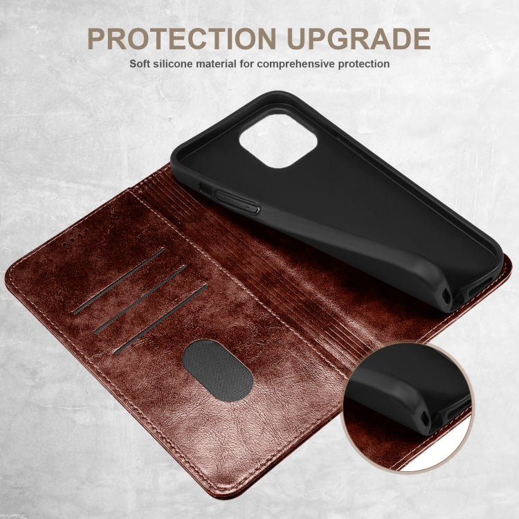 For iPhone 14 Plus Baroque Simple Flip Leather Phone Case (Dark Brown) - iPhone 14 Plus Cases by buy2fix | Online Shopping UK | buy2fix