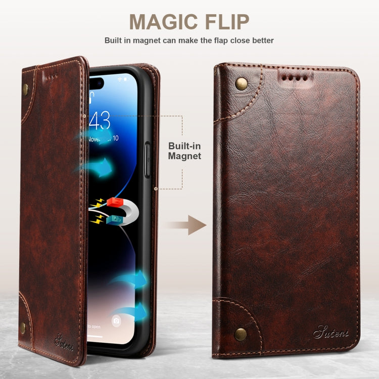 For iPhone 14 Pro Max Baroque Simple Flip Leather Phone Case (Dark Brown) - iPhone 14 Pro Max Cases by buy2fix | Online Shopping UK | buy2fix