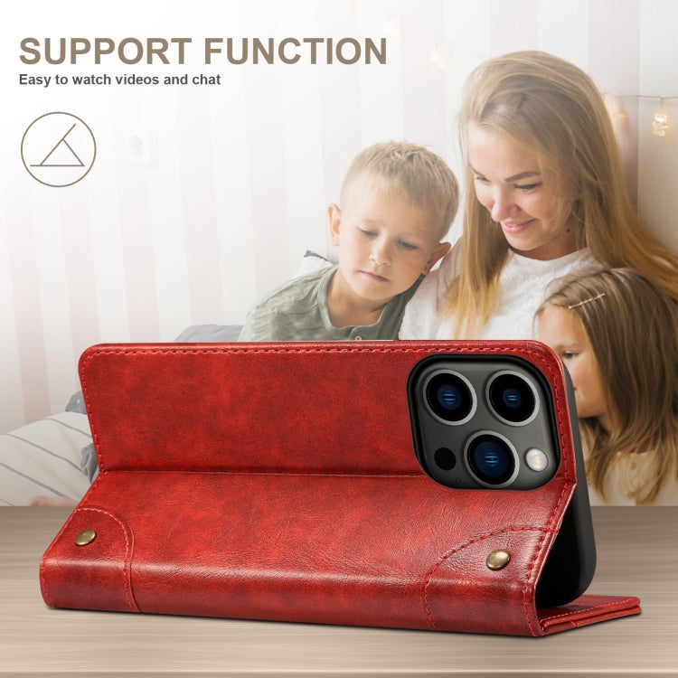 For iPhone 14 Pro Max Baroque Simple Flip Leather Phone Case (Red) - iPhone 14 Pro Max Cases by buy2fix | Online Shopping UK | buy2fix
