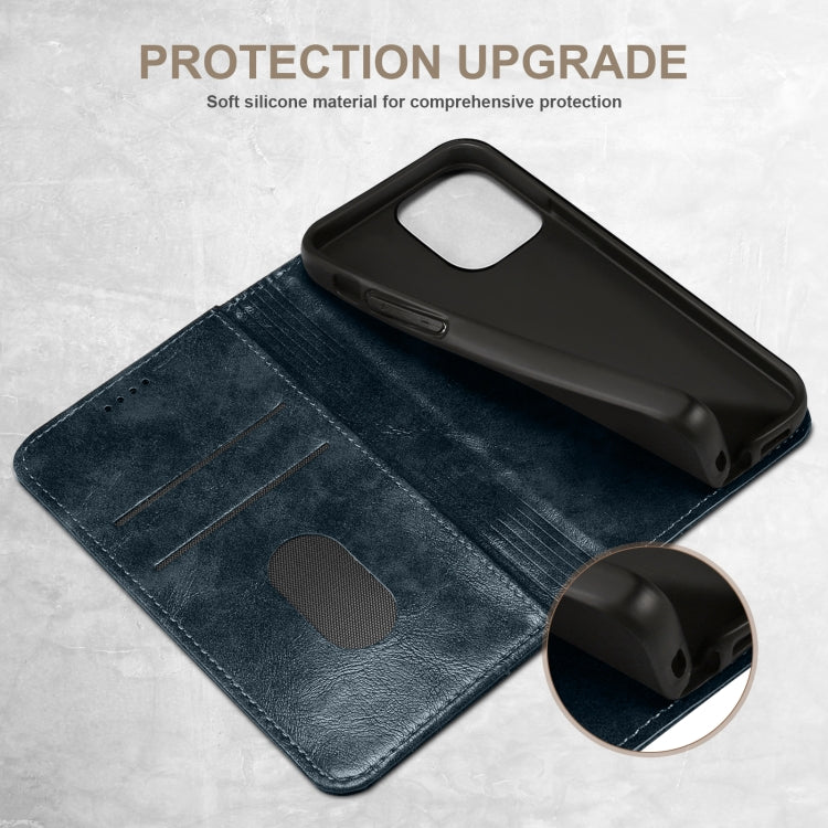 For iPhone 14 Pro Max Baroque Simple Flip Leather Phone Case (Blue) - iPhone 14 Pro Max Cases by buy2fix | Online Shopping UK | buy2fix