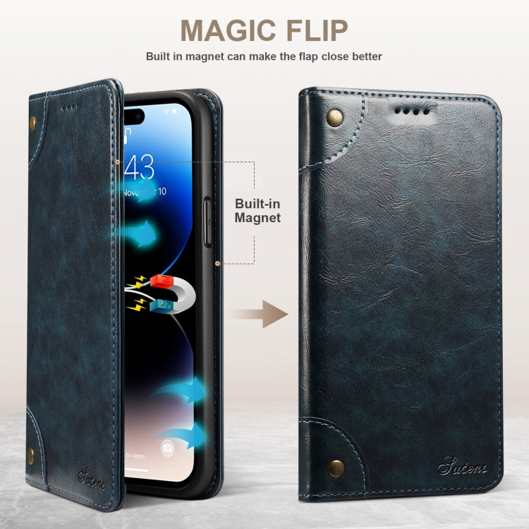 For iPhone 14 Pro Max Baroque Simple Flip Leather Phone Case (Blue) - iPhone 14 Pro Max Cases by buy2fix | Online Shopping UK | buy2fix