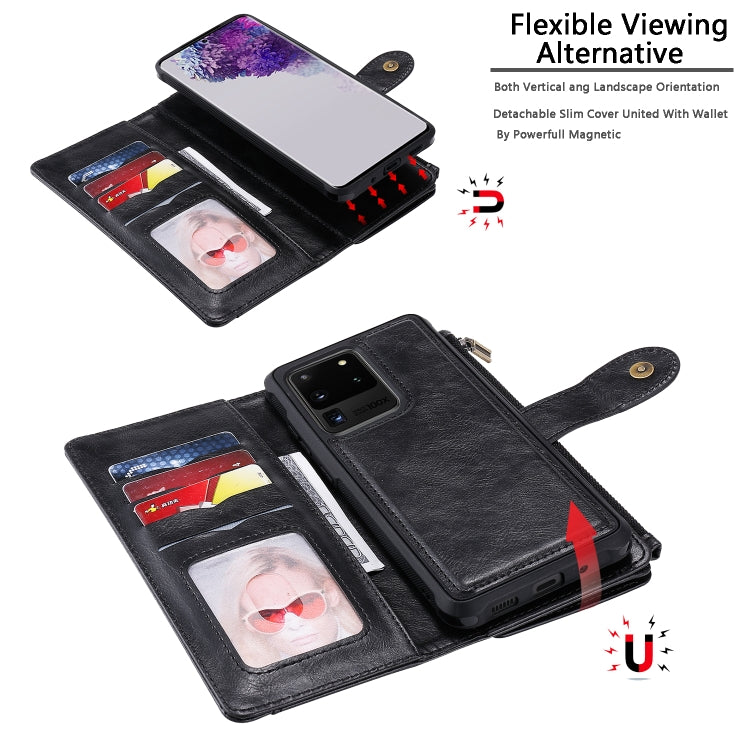 For Galaxy S20 Ultra Multifunctional Retro Detachable Magnetic Horizontal Flip Leather Case with Card Slots & Holder & Wallet & Photo Frame(Black) - Galaxy Phone Cases by buy2fix | Online Shopping UK | buy2fix